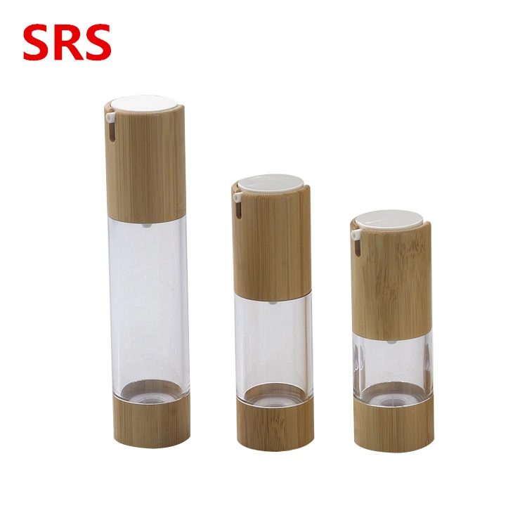 Bamboo 15ml 30ml 50ml Packaging Cream Serum PET lotion Airless Cosmetic Amber Glass pump Inner plastic Dropper roll on roller Essential Oil Perfume Spray Bottle
