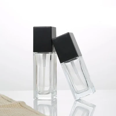 Botella de vidrio cuadrada helada de empaquetado cosmético de la loción 30ml con la bomba de los PP