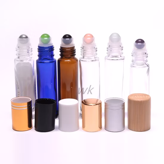 10% de descuento en botella enrollable de vidrio para aceites esenciales de color ámbar de 10 ml con bola de vidrio y tapón de rosca